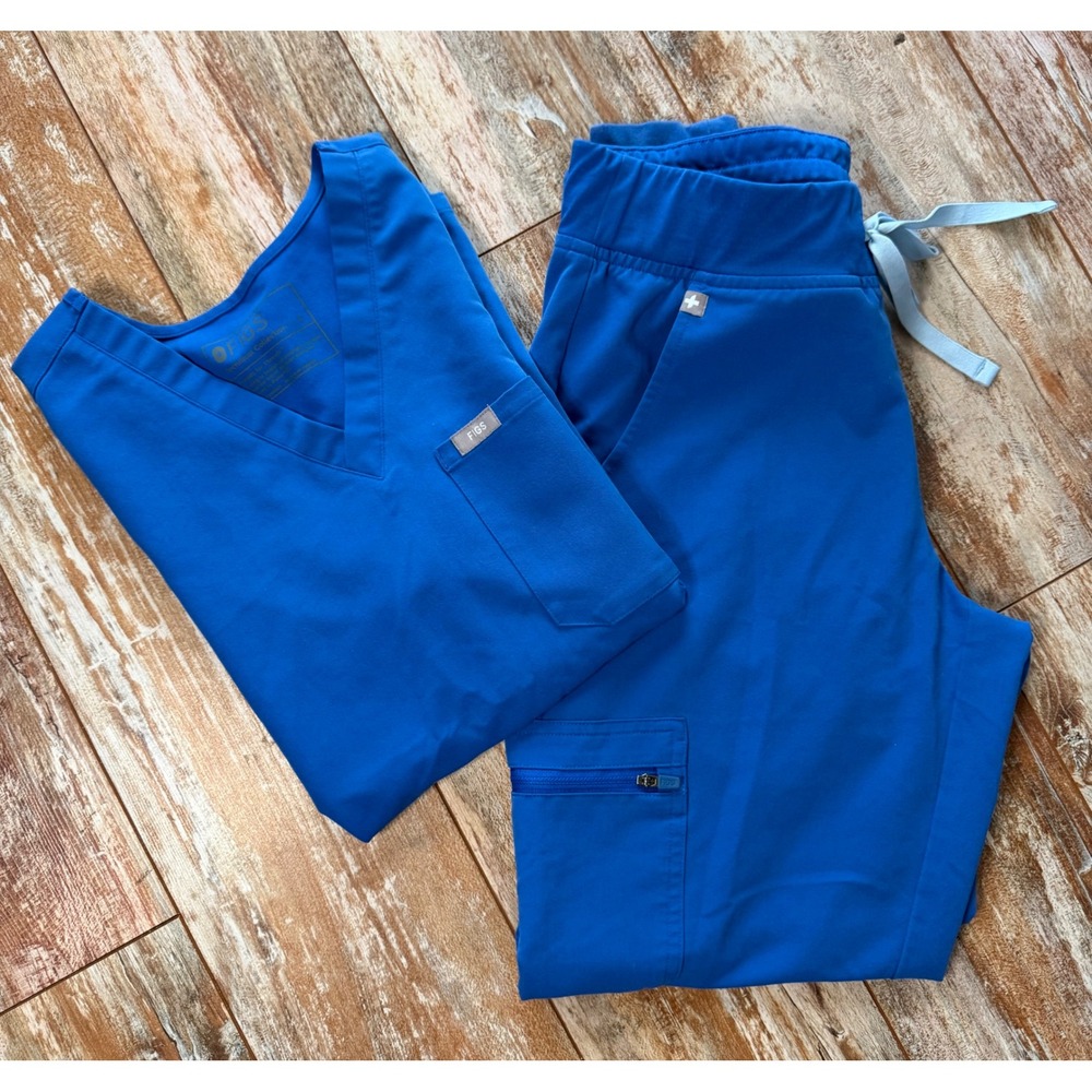 FIGS Scrub Set Womens S Petite Catarina Top Zamora Jogger Pants Royal Blue